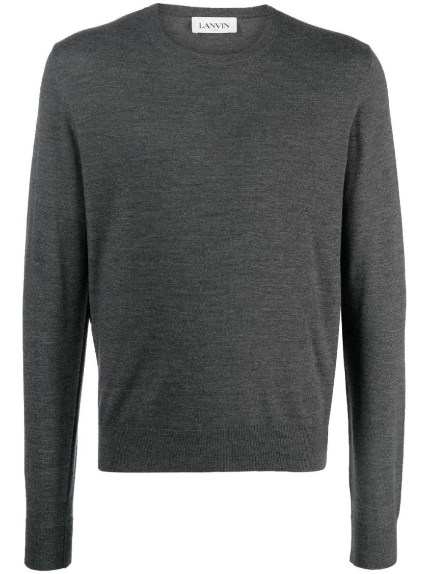 Lanvin Crew Neck Sweater In Grey Wool