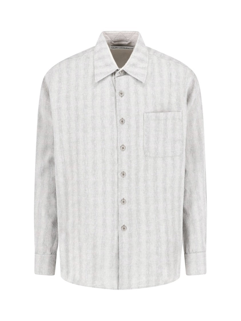 Our Legacy White Relaxed Fit Striped Cotton Shirt