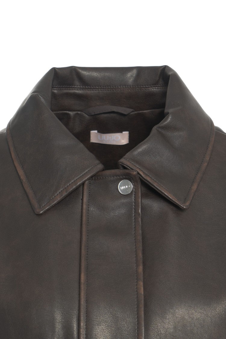 Liu Jo Faux Leather Jacket With Classic Collar