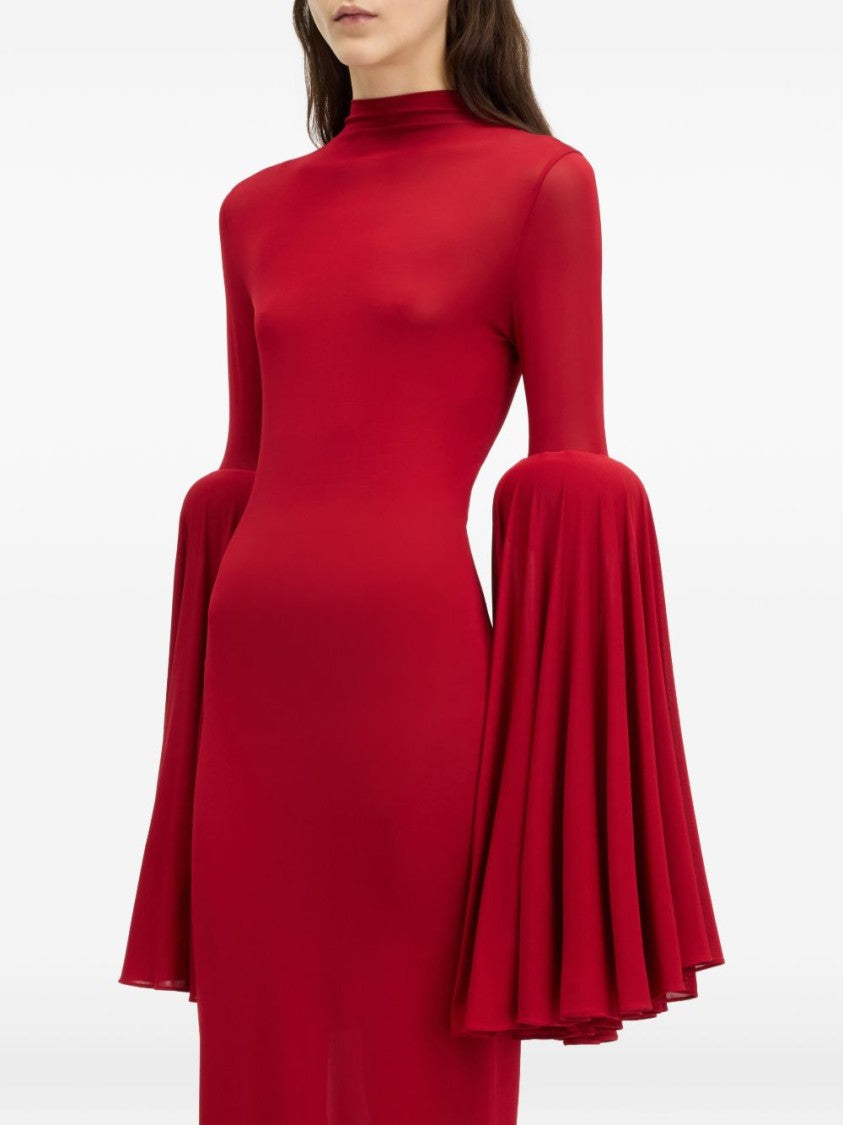 Jean Paul Gaultier Floor-Length Bell Sleeve Dress With High Neckline