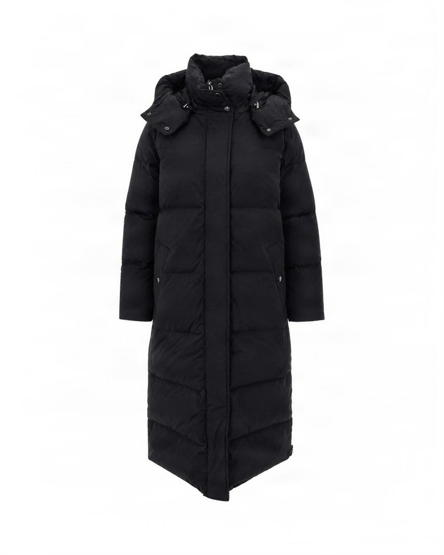 Woolrich Long Quilted Puffer Coat With Zip Closure And Hood