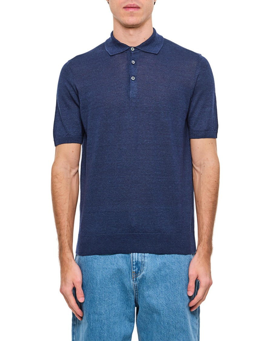 Drumohr Relaxed-Fit Blue Polo Shirt With Classic Collar