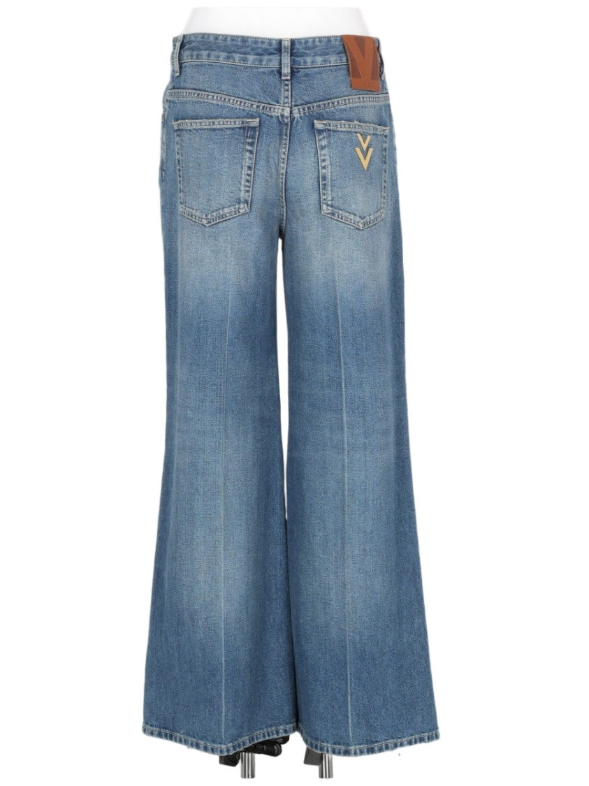 Valentino Wide-Leg Vintage Wash Denim Pants
