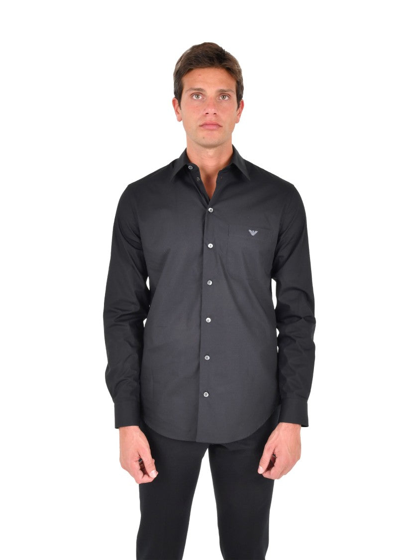 Emporio Armani Fitted Black Stretch Shirt