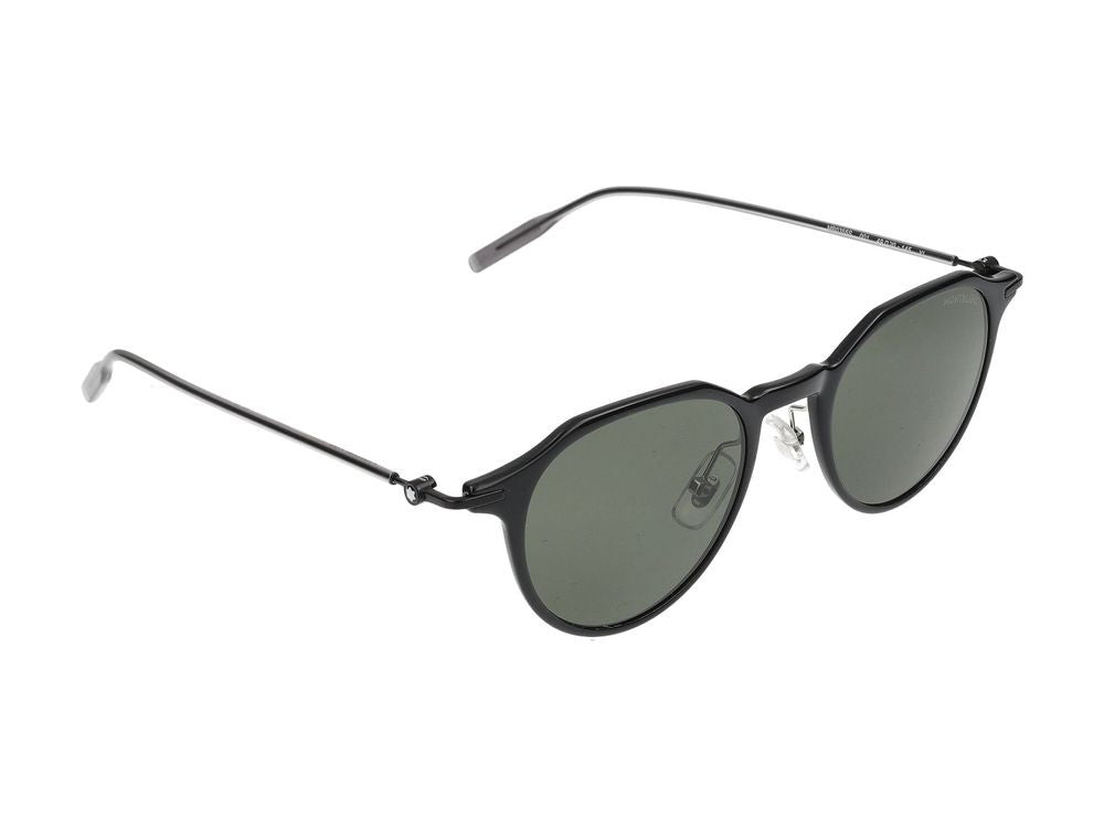 Montblanc Black Slim Round Sunglasses