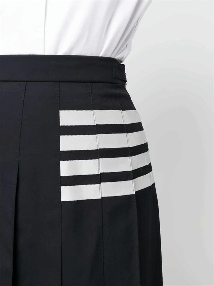 Thom Browne Structured Pleated Midi Skirt With Tricolor Tab Detail