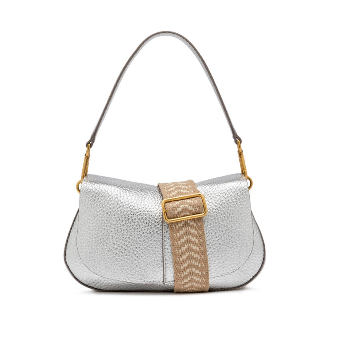 Gianni Chiarini Helena Shoulder Bag In Silver Leather
