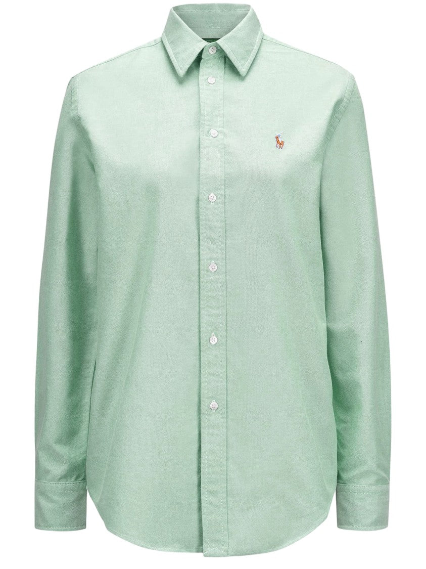 Polo Ralph Lauren Embroidered Logo Light Green Cotton Shirt