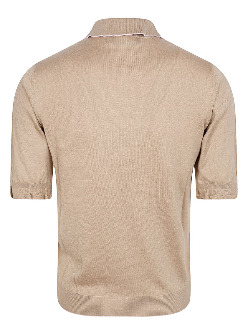 Fabiana Filippi Short-Sleeved Silk-Cotton Blend Polo With Ruffle Detail