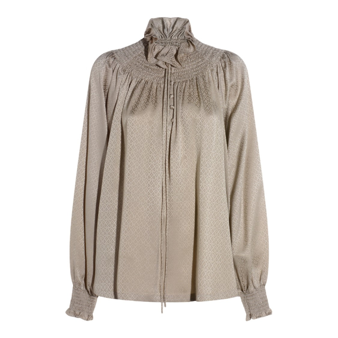 Burberry Ruffled Neckline Blouse With Puff Sleeves