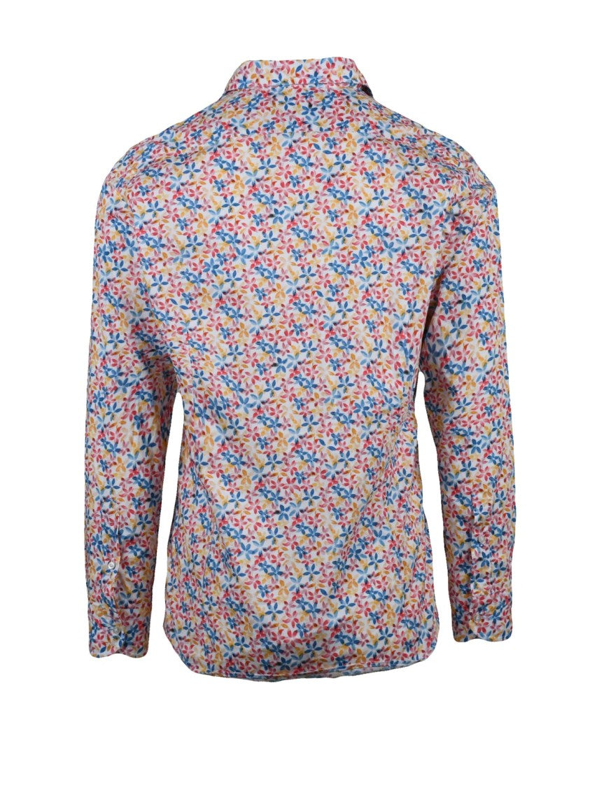 Altemflower Red Cotton Leaf-Pattern Shirt