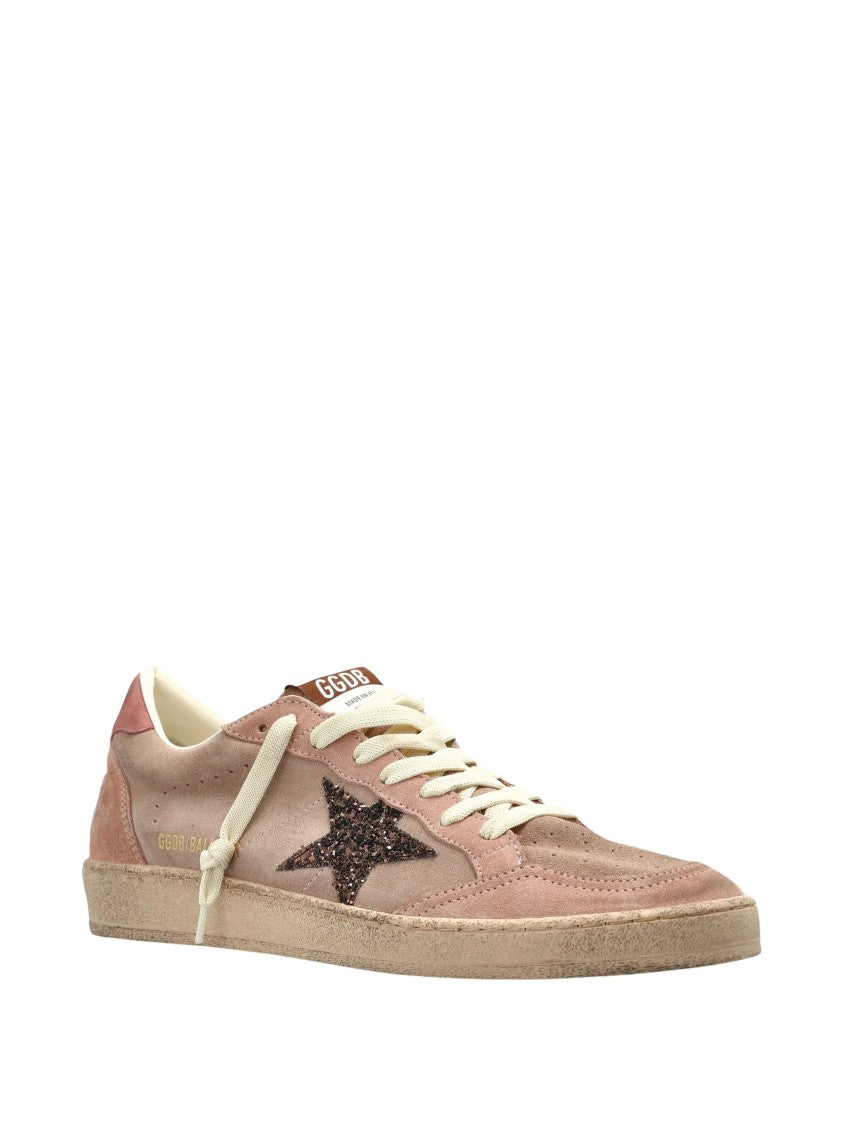 Golden Goose Paneled Brown Calf Leather Sneakers With Sequined Star