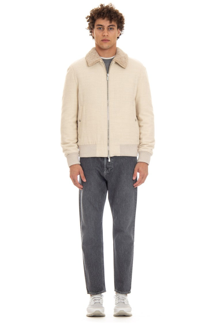 Eleventy Wool Bomber With Curly Merino Lining
