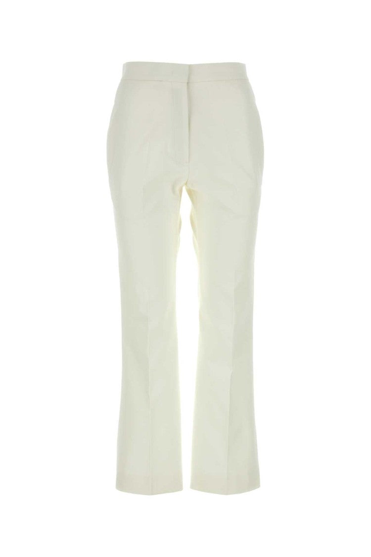 Jil Sander Tailored White Cotton Pants With Flared Hem