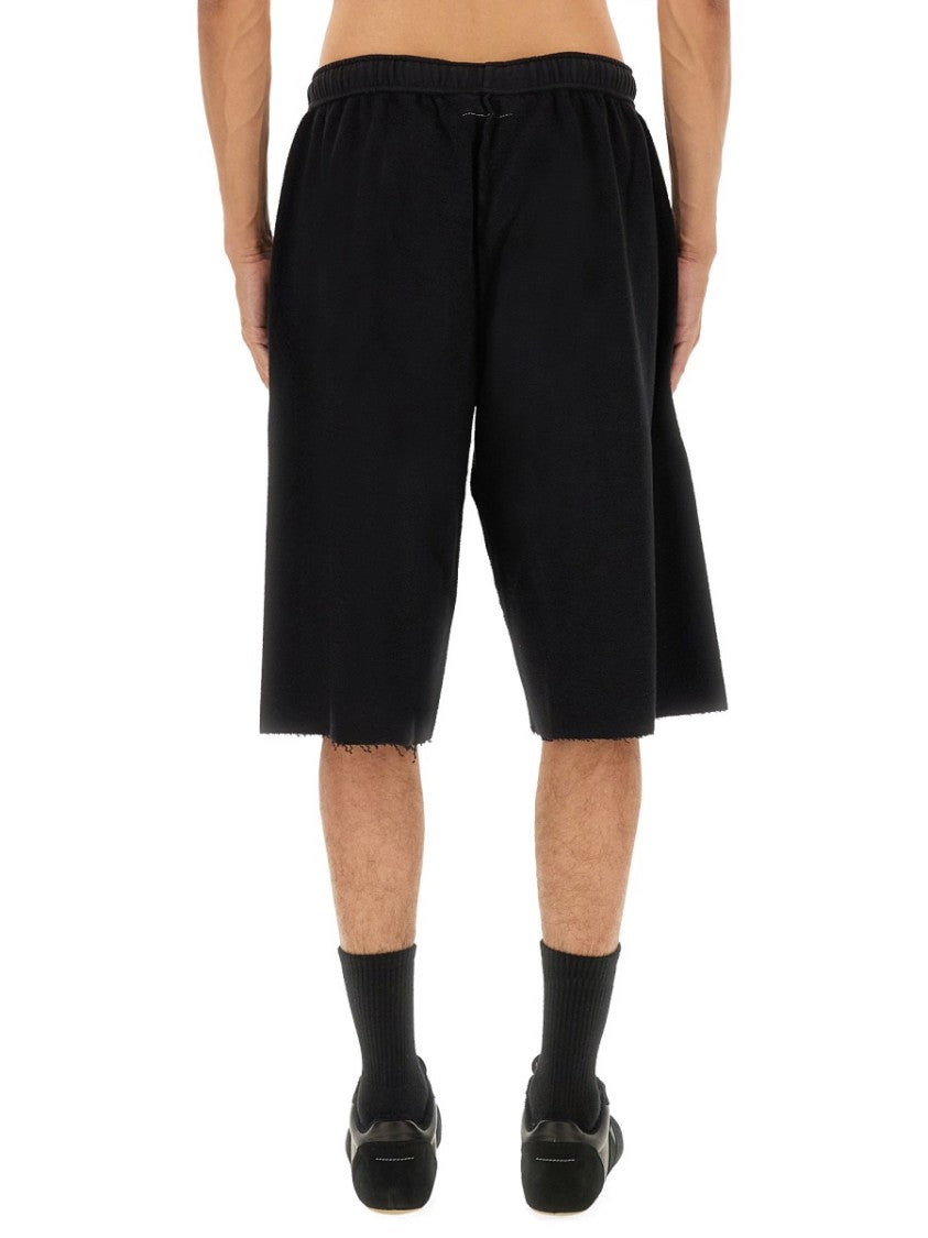 Mm6 By Maison Margiela Relaxed Fit Black Shorts With Logo Detailing