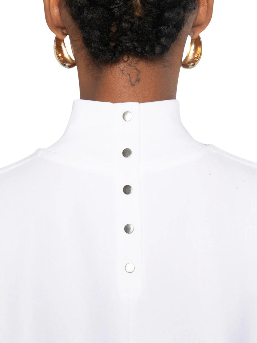 Alaïa Asymmetrical-Hem Draped High-Neck T-Shirt