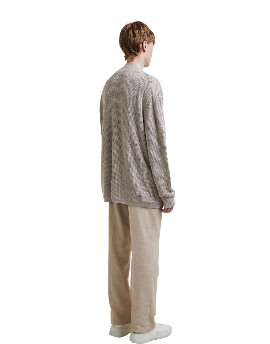 Hevo Safari Barbarano Linen-Cotton Waffle Stitch Cardigan