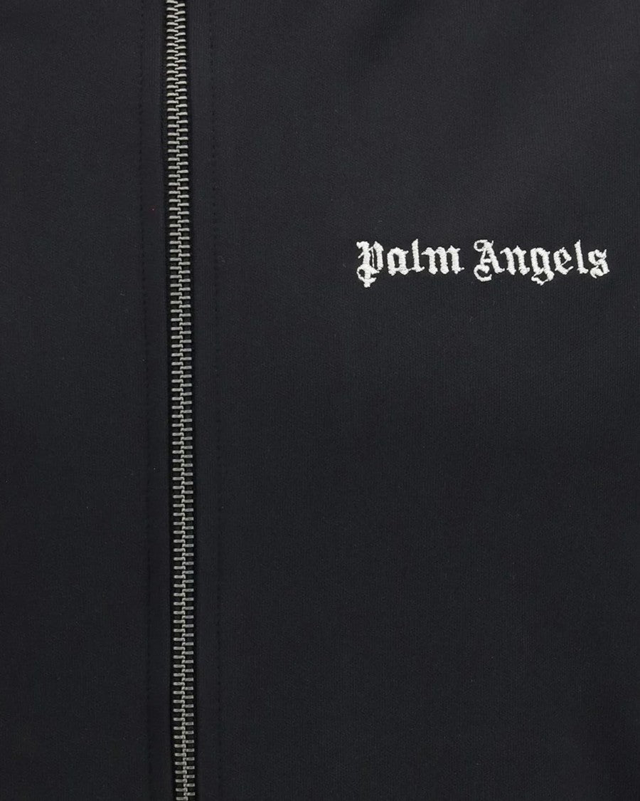 Palm Angels Iconic Black Track Jacket With Contrasting Stripes