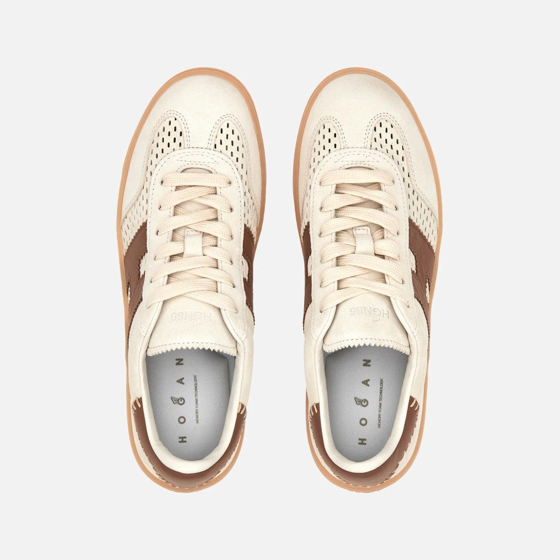 Hogan Beige Brown Cool Allacciato Forature Sneakers