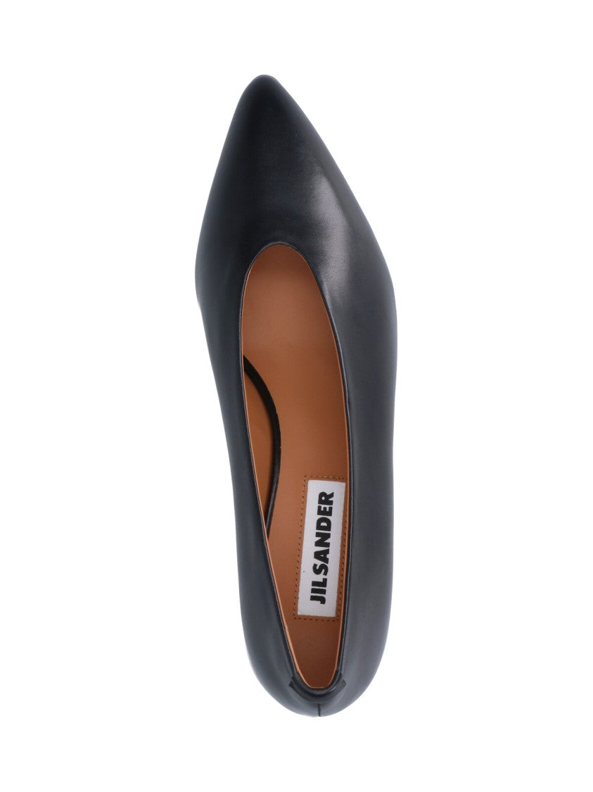 Jil Sander Black Arc Pointed Toe Leather Pumps