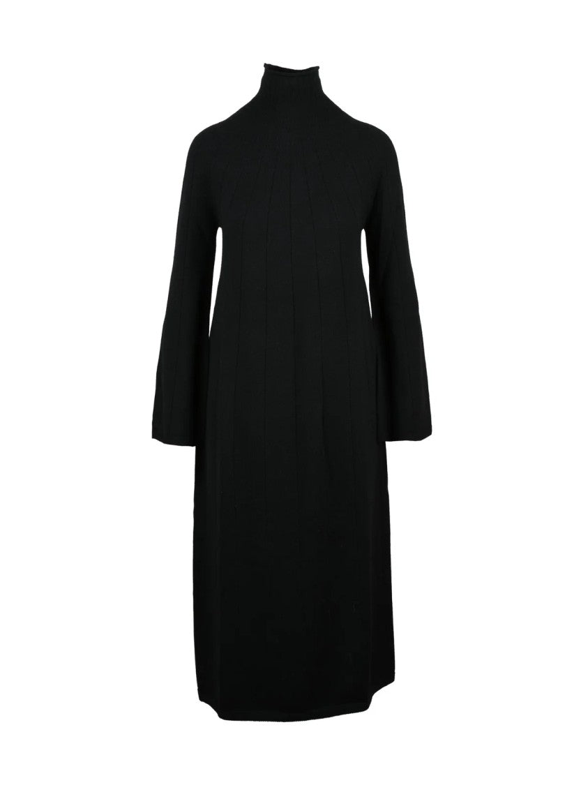 Mm By Max Mara Fluid Maxi Dress With High Neckline And Ribbed Detailing