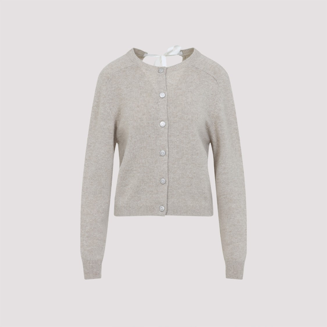 Carven Cashmere Button-Up Sweater With Delicate Tie Detail