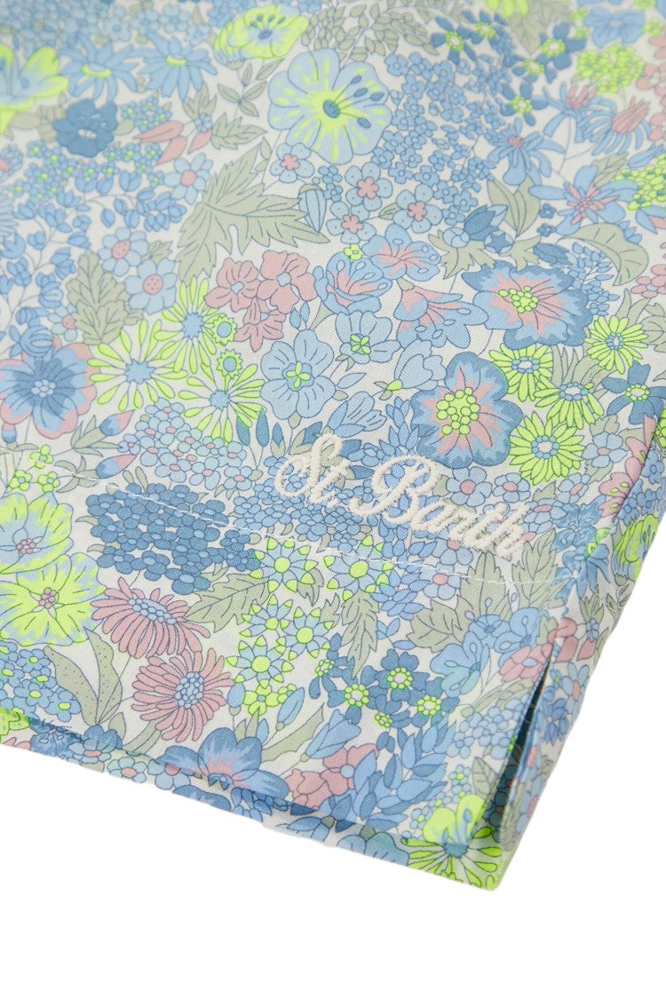 Mc2 Saint Barth Light Blue Meave Cotton Shorts