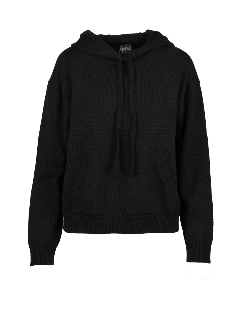 Mm By Max Mara Knit Sweatshirt In 100% Virgin Wool With Hood And Kangaroo Pocket
