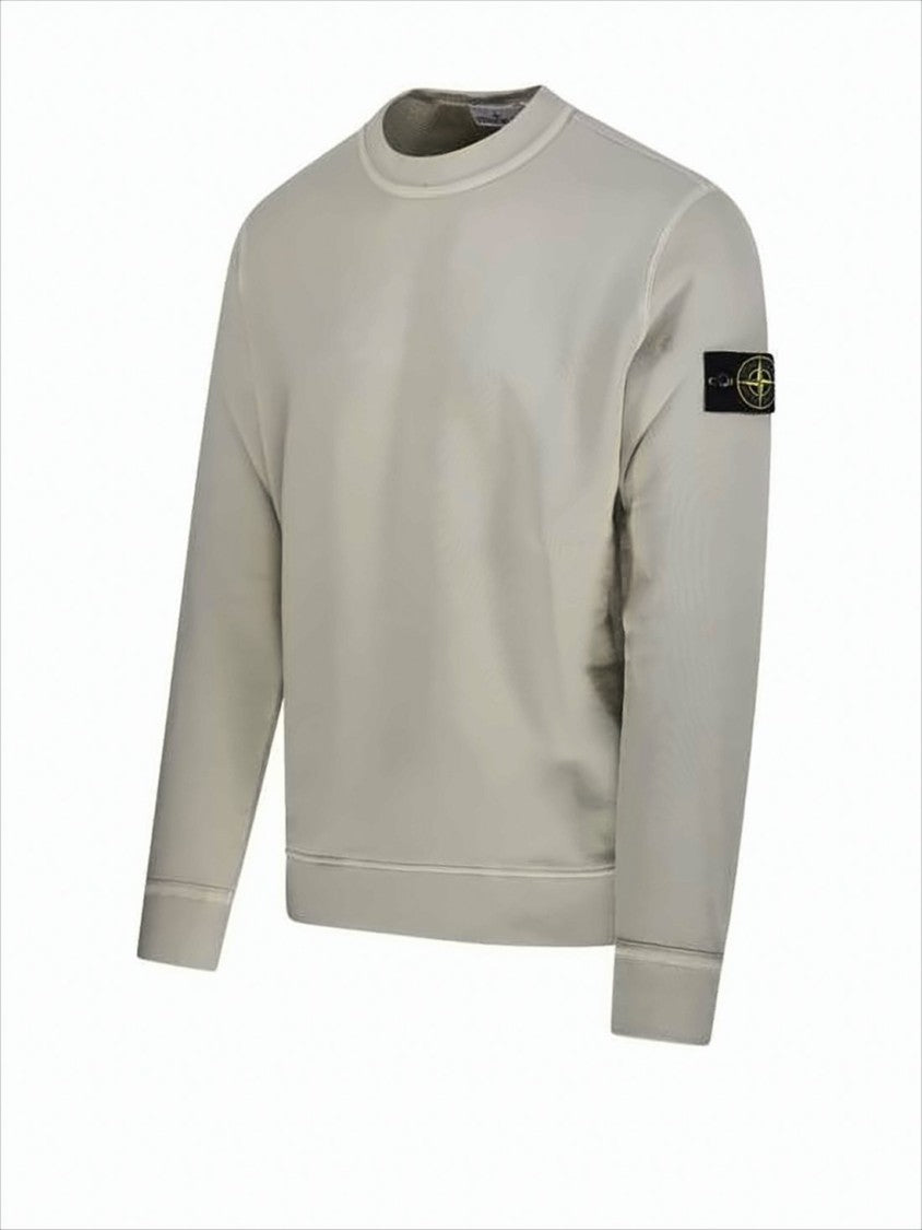 Stone Island Long-Sleeve Crewneck Sweatshirt In Soft Plaster