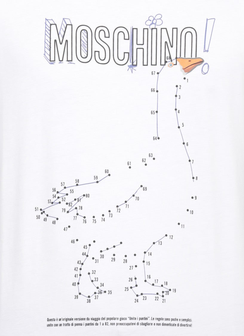 Moschino White Short-Sleeve Playful Logo Cotton T-Shirt