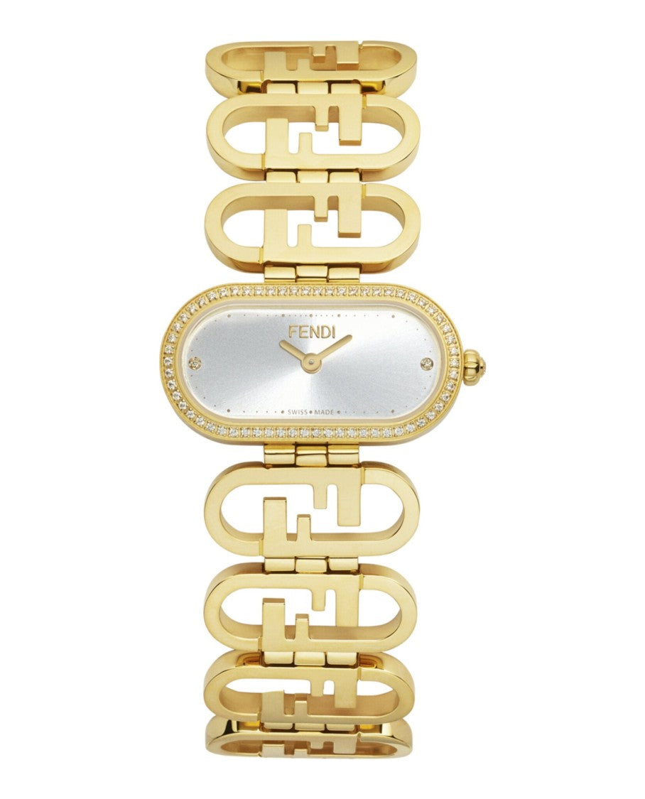 Fendi O'lock Diamond Watch With Yellow Gold Bracelet And Sunray Dial