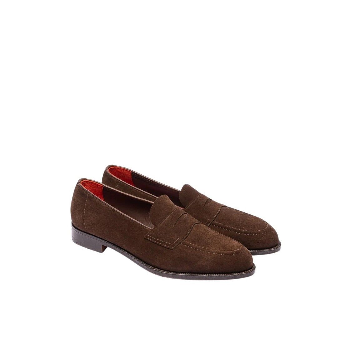 Edward Green Hand-Stitched Brown Suede College Loafer