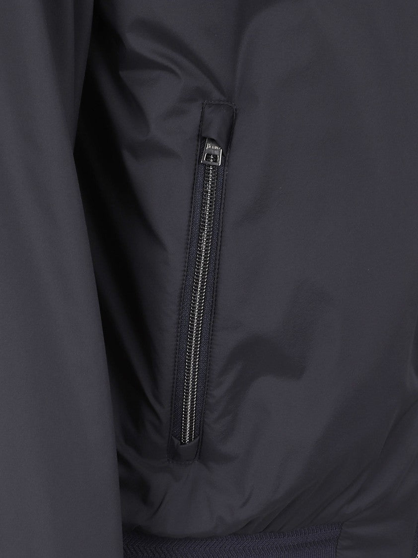 Herno Cropped Blue Jacket With Zippered Pockets