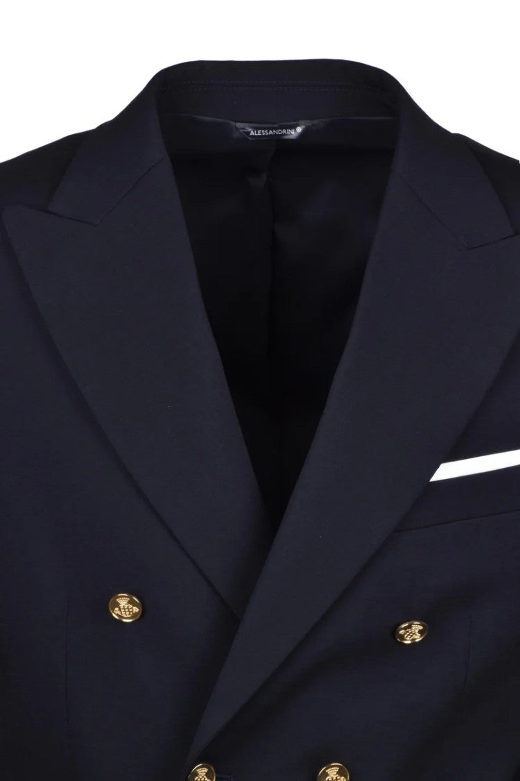 Grey Daniele Alessandrini Wool Stretch Double-Breasted Jacket - Black