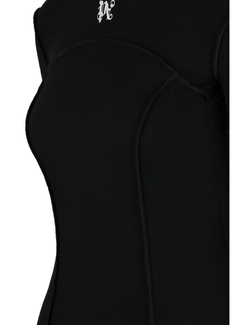Palm Angels Bodycon Mini Dress With Cut-Out Back And Logo Detail