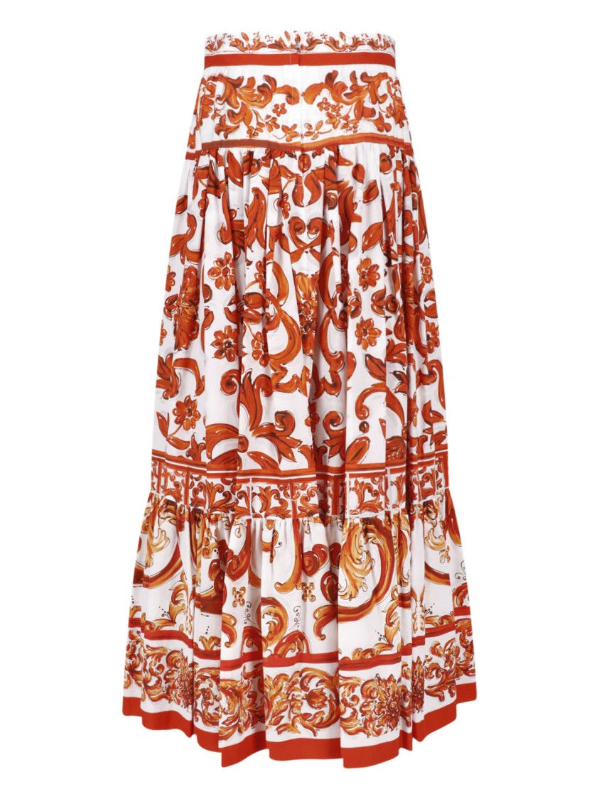 Dolce & Gabbana Multicolor Majolica Printed Maxi Skirt