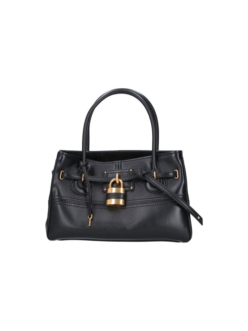 Chloé Paddington Gold Padlock Black Lambskin Shoulder Bag