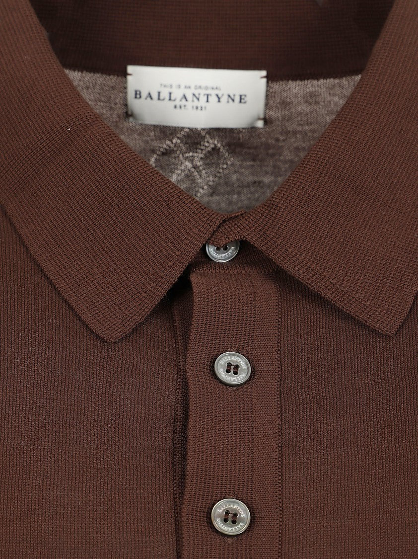 Ballantyne Chocolate Brown Polo Shirt With Ribbed Collar