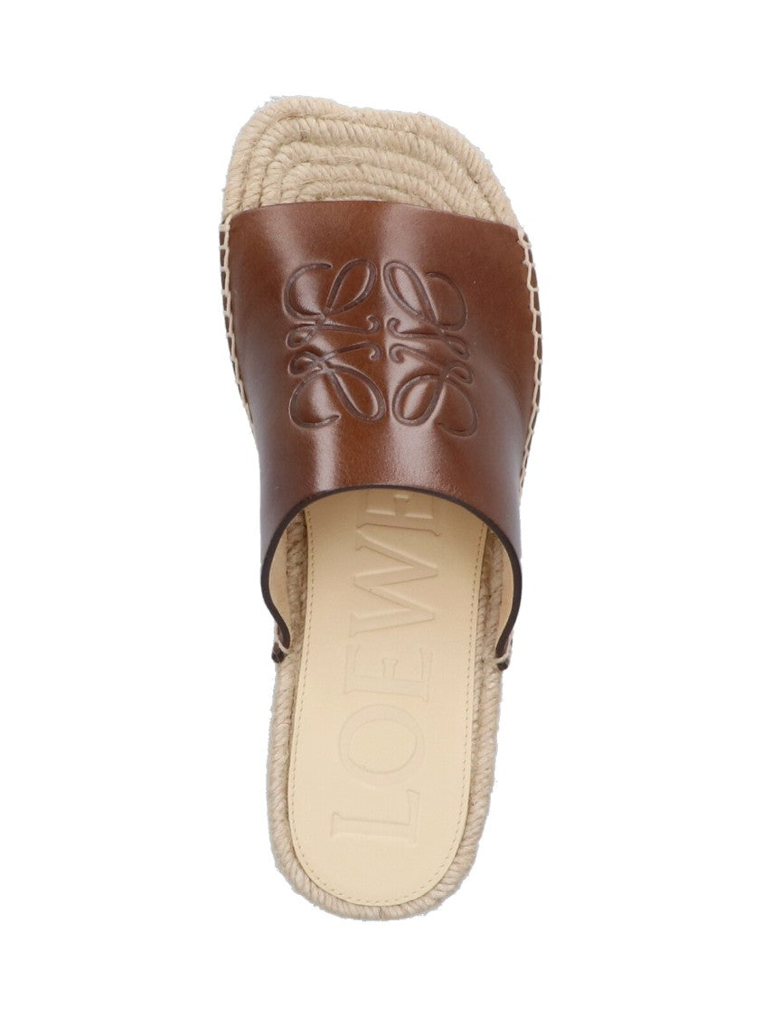 Loewe X Paula's Ibiza "Anagram" Wedges In Brown Calfskin
