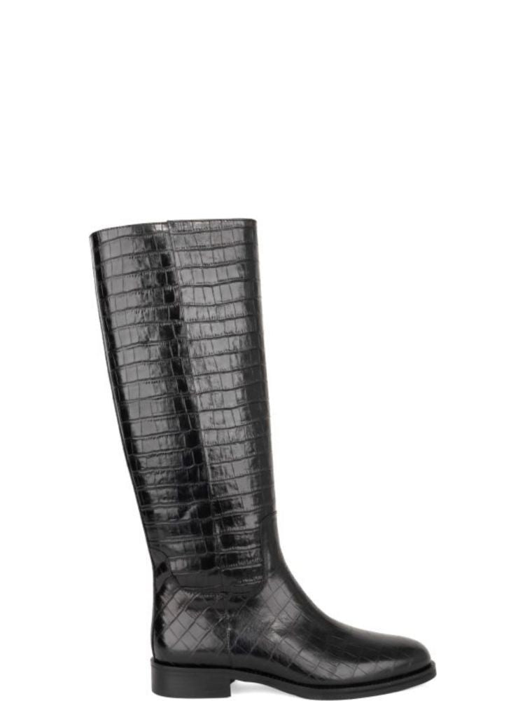 Sergio Moretti Black Textured Leather Boots