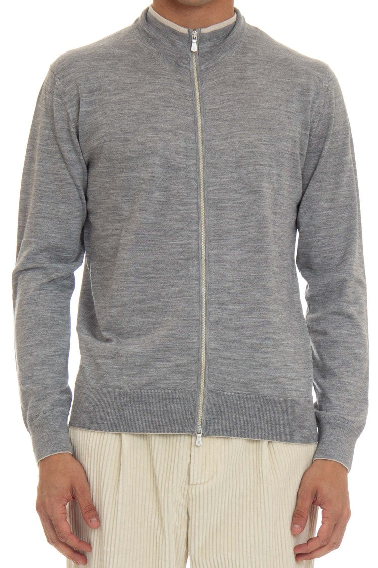 Eleventy Wool-Silk Full-Zip Sweater