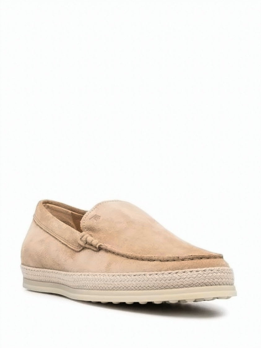 Tod's Suede Loafers With Rounded Toe And Textured Grip Sole