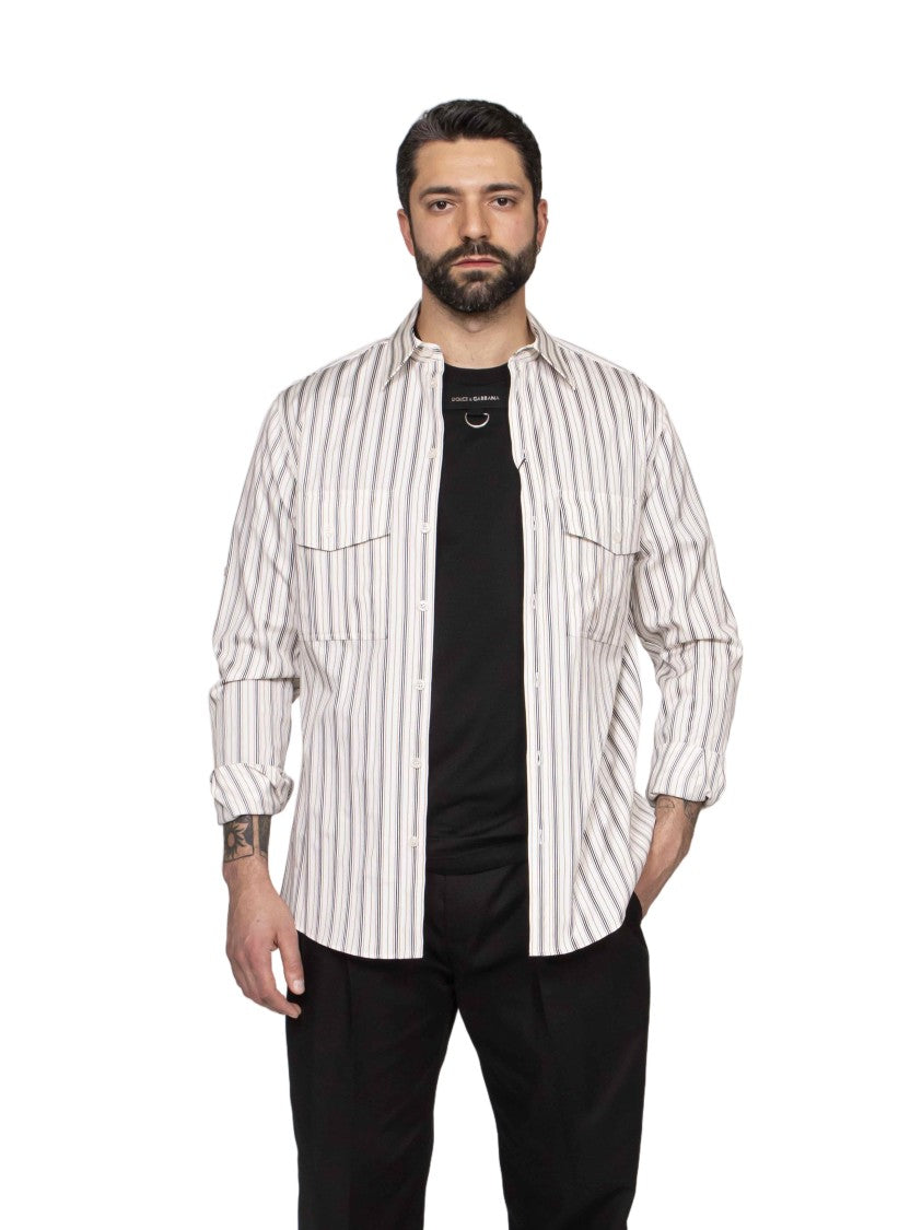 Dolce & Gabbana Striped Long-Sleeve Button-Up Shirt