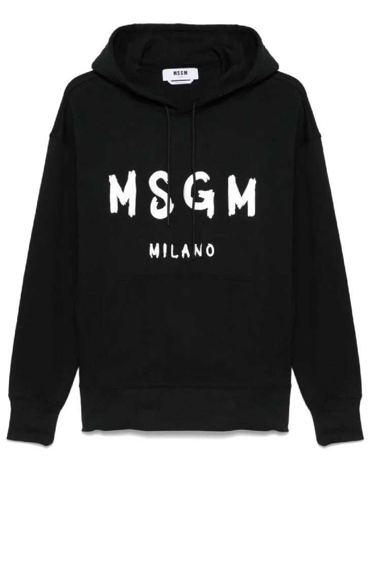 Msgm Relaxed Fit Black Hoodie