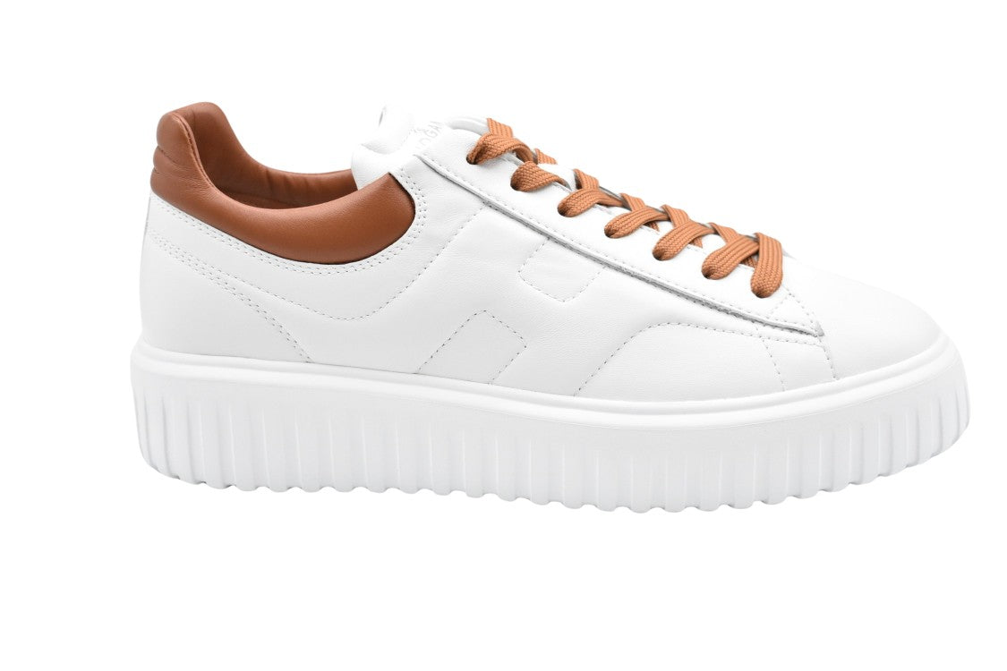 Hogan White Leather Lace-Up Flat Shoes