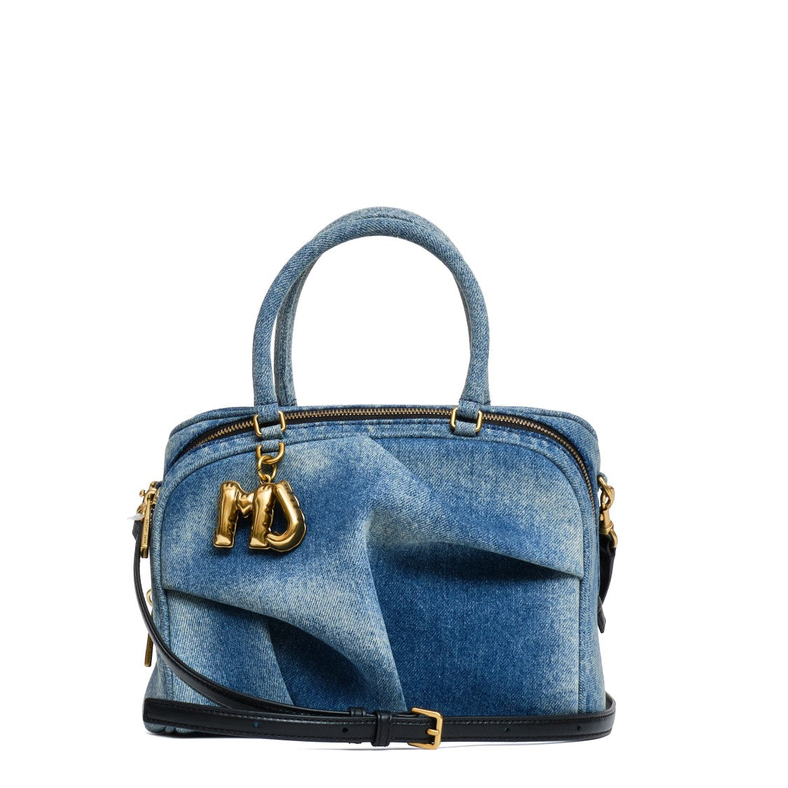 Marc Jacobs Structured Denim Bauletto With Removable Leather Strap