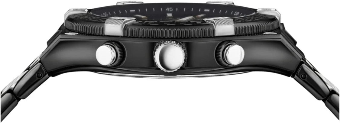 Versace Sport Greca Chrono 46Mm Versace Watch With Black Metal Bracelet