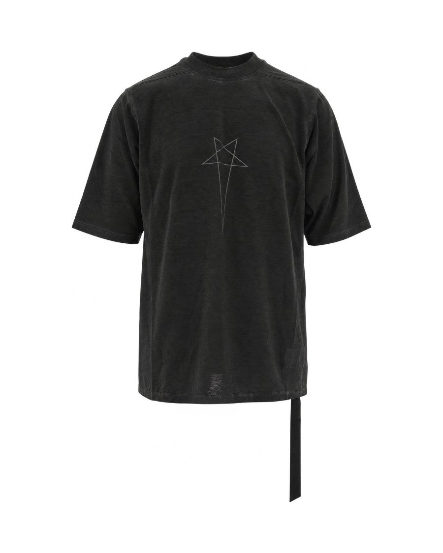 Drkshdw By Rick Owens Faded Black Jumbo Graphic Cotton Jersey T-Shirt