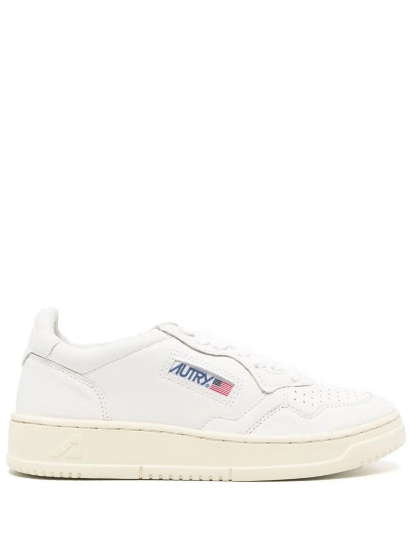 Autry White Leather Sneakers With Perforated Toe