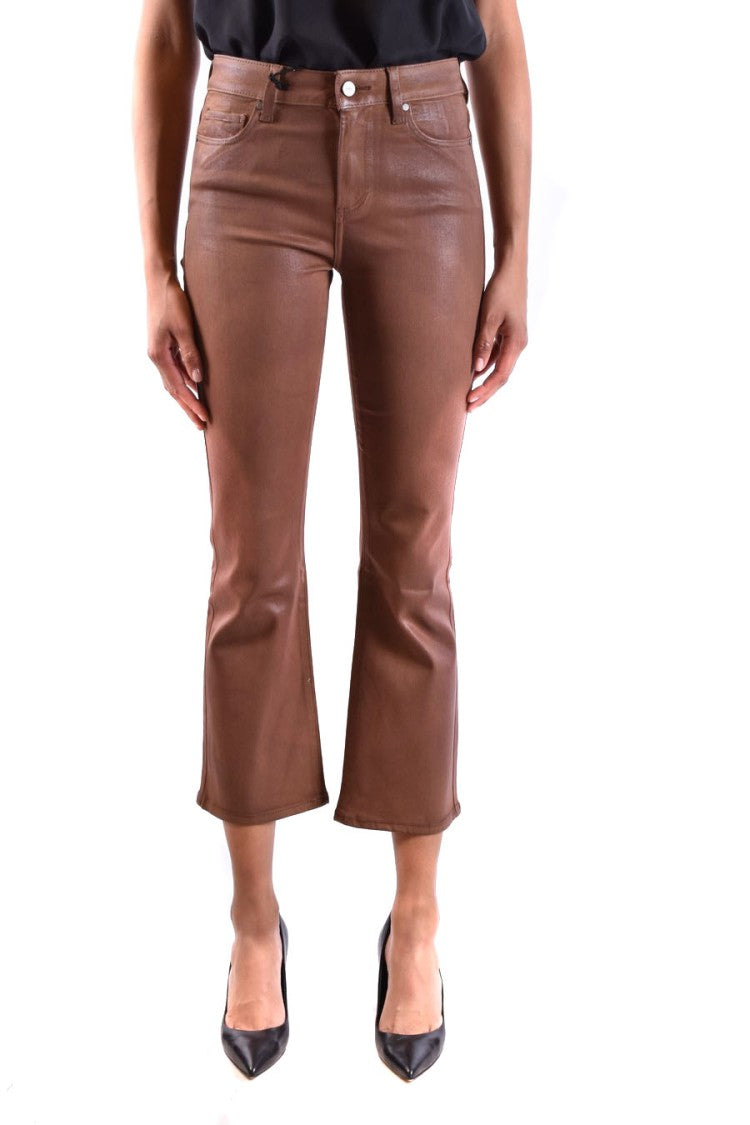 Paige Cropped Cognac Jeans With Flared Silhouette